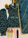 New Designer Party Wear Look Pure Frendy Silk Heavy Embroidery Sequence Work Top Patiyala Suit and Dupatta