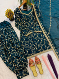 New Designer Party Wear Look Pure Frendy Silk Heavy Embroidery Sequence Work Top Patiyala Suit and Dupatta