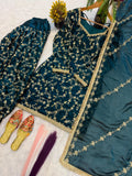 New Designer Party Wear Look Pure Frendy Silk Heavy Embroidery Sequence Work Top Patiyala Suit and Dupatta
