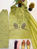 New Designer Party Wear Look Mal Chandar Cotton Fancy Border top with farshi salwar