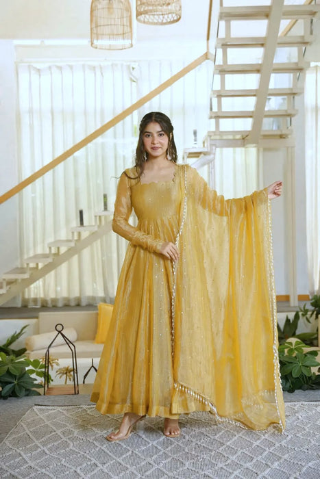Salsa Silk with Soft Micro cotton Lining & Foil Work Beautiful Salwar Kameez