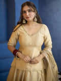 Vichitra Silk with Heavy Bids hand Embroidery Work & Back Side Zipper Top Lehenga Dupatta Set