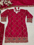 Heavy Chinon Silk Material With 5mm Sequence Embroidery Work Salwar Kameez