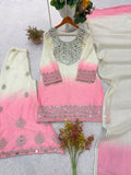 DESIGNER REAL MIRROR EMBROIDERED WORKED TOP PLAZZO WITH DUPATTA