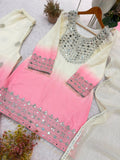 DESIGNER REAL MIRROR EMBROIDERED WORKED TOP PLAZZO WITH DUPATTA