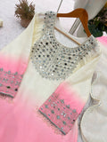 DESIGNER REAL MIRROR EMBROIDERED WORKED TOP PLAZZO WITH DUPATTA