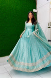 Pure Fendy Silk With Embroidery 5mm Sequences Work With Sleeves Salwar Kameez