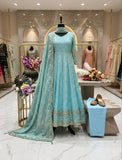Pure Fendy Silk With Embroidery 5mm Sequences Work With Sleeves Salwar Kameez