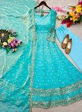 Pure Fendy Silk With Embroidery 5mm Sequences Work With Sleeves Salwar Kameez