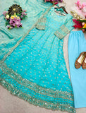 Pure Fendy Silk With Embroidery 5mm Sequences Work With Sleeves Salwar Kameez