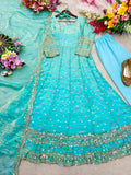 Pure Fendy Silk With Embroidery 5mm Sequences Work With Sleeves Salwar Kameez
