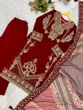 FESTIVAL SEASON WEAR BEAUTIFUL TOP PANT AND DUPATTA WITH CORDING EMBROIDERED AND DIAMOND WORKED
