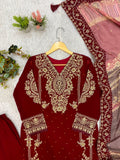 FESTIVAL SEASON WEAR BEAUTIFUL TOP PANT AND DUPATTA WITH CORDING EMBROIDERED AND DIAMOND WORKED