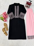 Rayon cotton with Soft Micro Cotton Lining & Intricate Thread work Co ord set