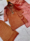 NEW VIRAL PARTY WEAR & FESTIVAL LOOK HEAVY PURE SALSA CRUSH FANCY TOP-PLAZZO WITH PRETTY DEPATTA SET