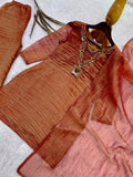 NEW VIRAL PARTY WEAR & FESTIVAL LOOK HEAVY PURE SALSA CRUSH FANCY TOP-PLAZZO WITH PRETTY DEPATTA SET