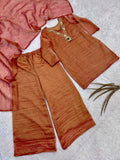 NEW VIRAL PARTY WEAR & FESTIVAL LOOK HEAVY PURE SALSA CRUSH FANCY TOP-PLAZZO WITH PRETTY DEPATTA SET