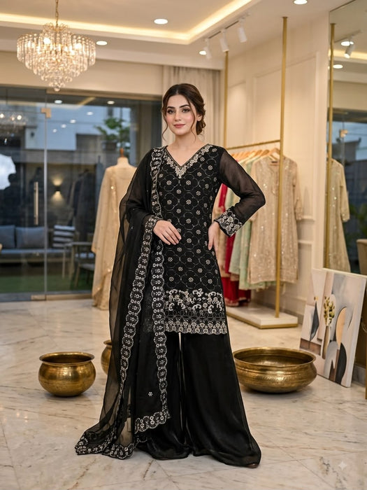 FENDY & BEADS WITH SEQUENCE EMBROIDERY & CUT WORK SALWAR KAMEEZ