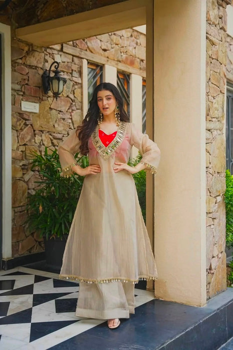Salsa Silk with Original mirror Work Beautiful Salwar Kameez