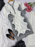 Biscuit Slub with Soft Micro Cotton Lining & Intricate Thread work Salwar Kameez