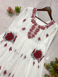 SUMMER WEAR FRIENDLY AND TRENDY MAXI GOWN WITH EMBROIDERY WORK