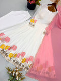 New Designer Faux Georgette With Embroidery Work Gown And Dupatta Set