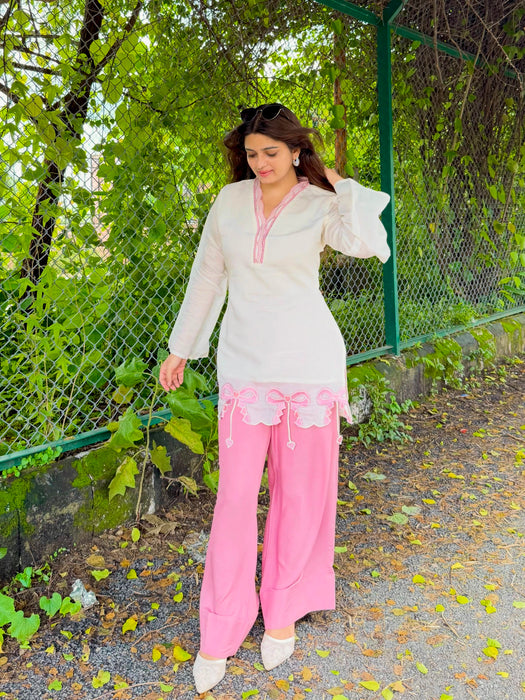 New Designer Party Wear Look Pure Roman Silk Top & Plazzo set