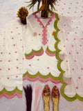 New Designer Mul Chanderi Cotton Top Farshi salwar & Dupatta Set