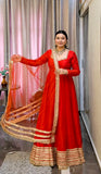 Pure Roman Silk With Embroidery Less Work With Real Mirror Work Salwar Kameez