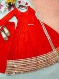 Pure Roman Silk With Embroidery Less Work With Real Mirror Work Salwar Kameez