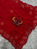 Soft Faux Blooming Georgette with Beautiful Katdana handwork Saree