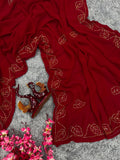 Soft Faux Blooming Georgette with Beautiful Katdana handwork Saree