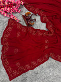 Soft Faux Blooming Georgette with Beautiful Katdana handwork Saree