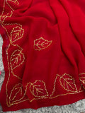 Soft Faux Blooming Georgette with Beautiful Katdana handwork Saree