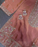 New Designer Ronald Silk With Heavy Embroidery Sequence Work Top-Bottom And Dupatta Set