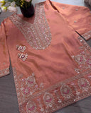 New Designer Ronald Silk With Heavy Embroidery Sequence Work Top-Bottom And Dupatta Set