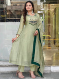 Pure SALSA SILK With Embroidery And Thread Work With Hand Stitched Beads And Latkan Work Salwar Kameez
