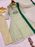Pure SALSA SILK With Embroidery And Thread Work With Hand Stitched Beads And Latkan Work Salwar Kameez