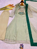 Pure SALSA SILK With Embroidery And Thread Work With Hand Stitched Beads And Latkan Work Salwar Kameez