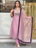 Pure SALSA SILK With Embroidery And Thread Work With Hand Stitched Beads And Latkan Work Salwar Kameez