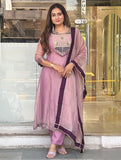 Pure SALSA SILK With Embroidery And Thread Work With Hand Stitched Beads And Latkan Work Salwar Kameez