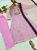 Pure SALSA SILK With Embroidery And Thread Work With Hand Stitched Beads And Latkan Work Salwar Kameez