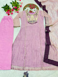 Pure SALSA SILK With Embroidery And Thread Work With Hand Stitched Beads And Latkan Work Salwar Kameez