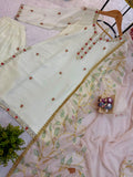 NEW LAUNCHING 3 PIECES KURTI PLAZZO & DUPATTA WITH EMBROIDERY WORK & FOIL PRINT DUPATTA