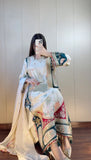 FESTIVAL SEASON WEAR BEAUTIFUL KAFTAAN WITH PANT AND DUPATTA WITH SEQUENCE EMBROIDERED AND APPLIQUE WORKED