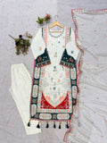 FESTIVAL SEASON WEAR BEAUTIFUL KAFTAAN WITH PANT AND DUPATTA WITH SEQUENCE EMBROIDERED AND APPLIQUE WORKED