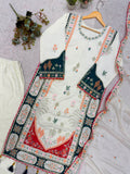 FESTIVAL SEASON WEAR BEAUTIFUL KAFTAAN WITH PANT AND DUPATTA WITH SEQUENCE EMBROIDERED AND APPLIQUE WORKED