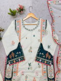 FESTIVAL SEASON WEAR BEAUTIFUL KAFTAAN WITH PANT AND DUPATTA WITH SEQUENCE EMBROIDERED AND APPLIQUE WORKED