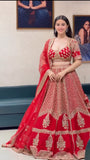 Premium Kesariya Satin Lehenga Embellished With Beautiful Sequins Work And Dori Work
