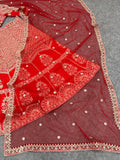 Premium Kesariya Satin Lehenga Embellished With Beautiful Sequins Work And Dori Work